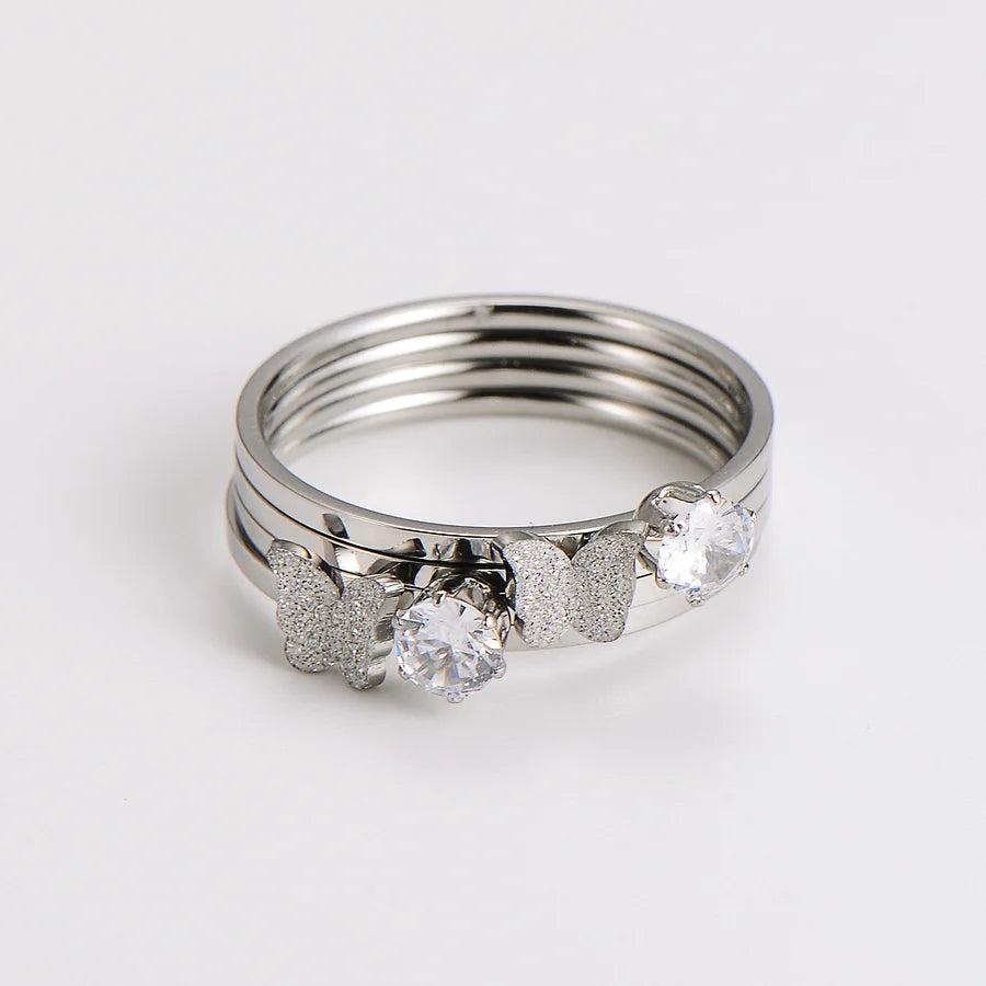 Ig Style Butterfly Chinese Zodiac Animal Stainless Steel Electroplating Rings