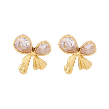 White Diamond Geometric Irregular Butterfly Stainless Steel Earrings