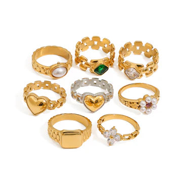 Jie Ding Watch Strap Green stone Ring Titanium Steel Female Niche Design Ring Stainless Steel Rings