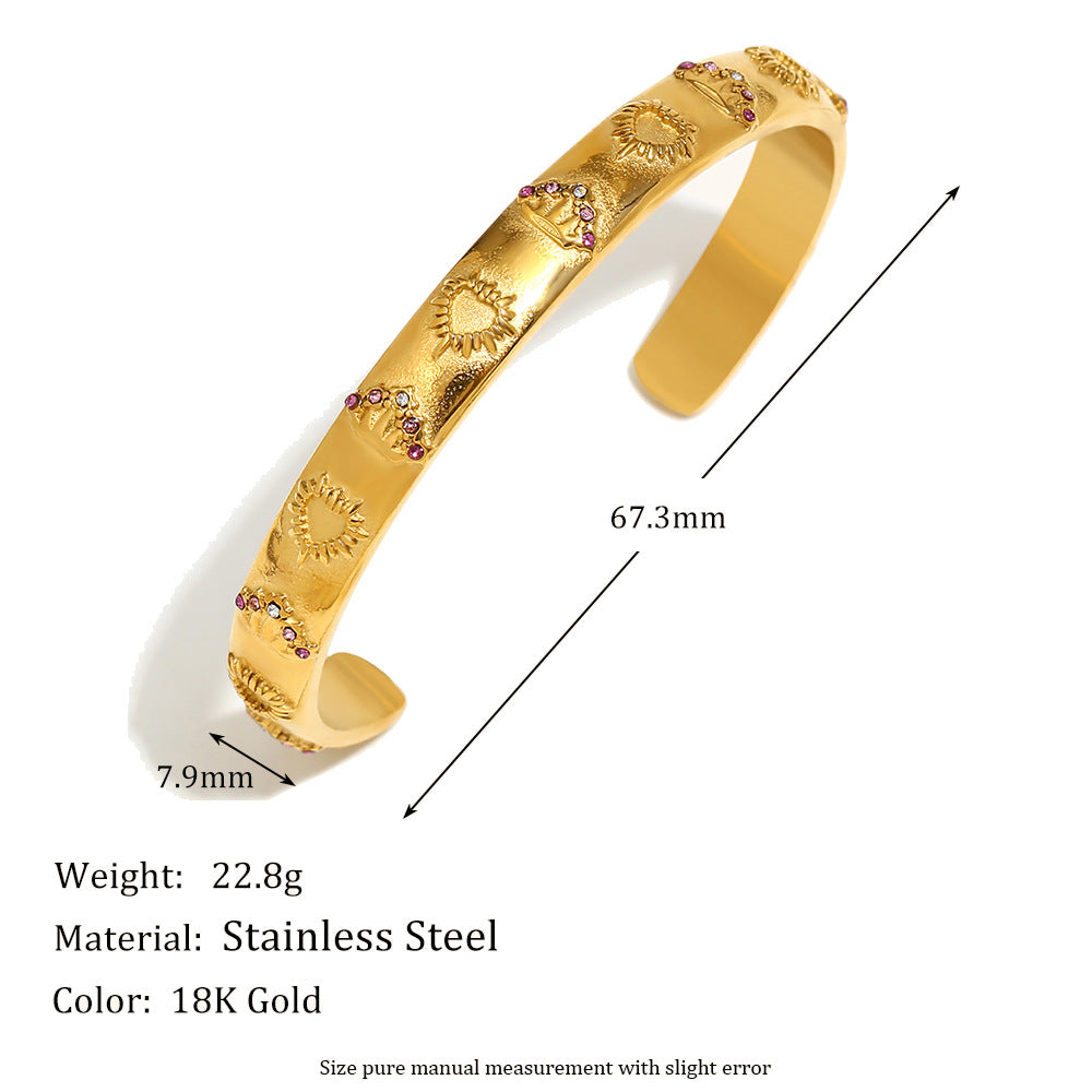 Stainless Steel 18k Gold Plated Tarot Card Earrings, Ring, Bracelet Set - Queen