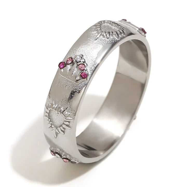 Stainless Steel 18k Gold Plated Tarot Card Earrings, Ring, Bracelet Set - Queen