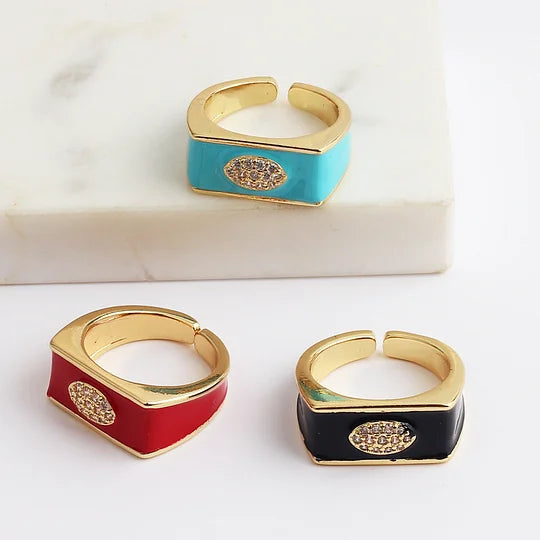 Ig Style Women Diamond Metal Eye Geometric Zircon Rings