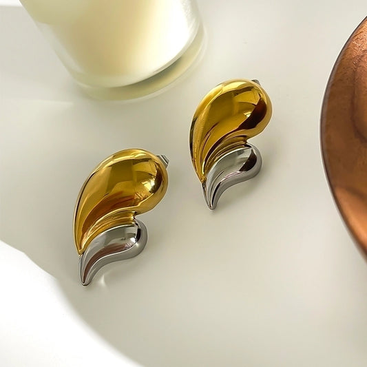 IG Style Retro Commute Water Droplets Stainless Steel 18K Gold Plated Ear Studs