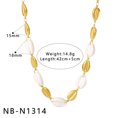 Summer Vacation Style Ocean Style Starfish Shell Stainless Steel Necklace Layered Multi-pendant Set