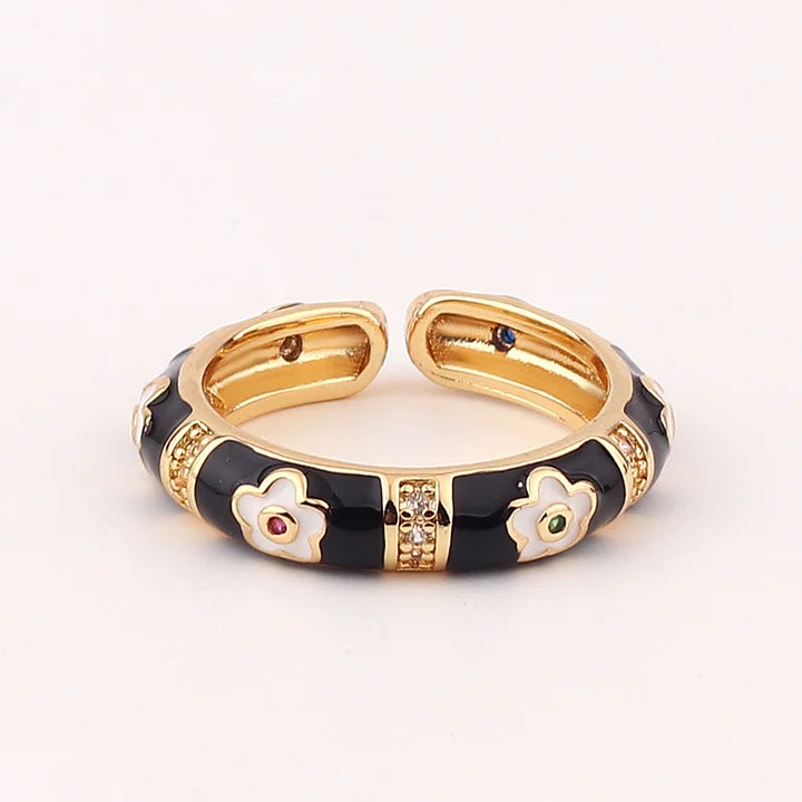 Ig Style Women Lace Metal Flower Geometric Copper Electroplating Rings