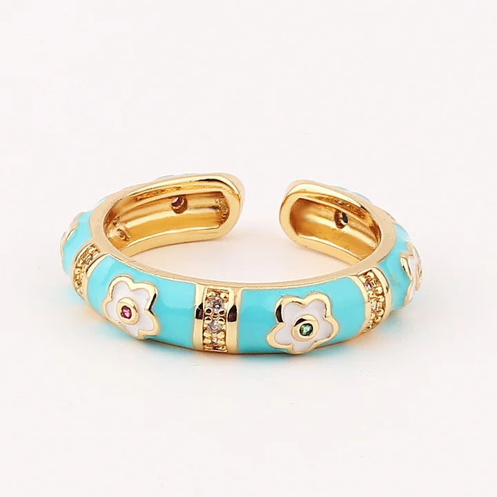 Ig Style Women Lace Metal Flower Geometric Copper Electroplating Rings