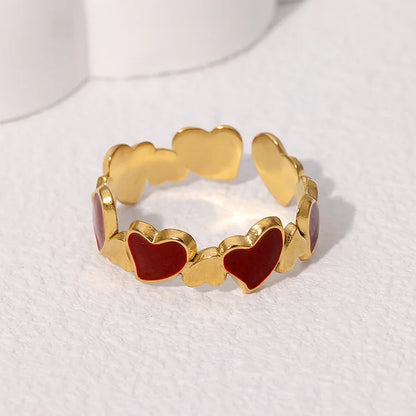 Retro Style Geometric Pattern Red Agate Open Ring