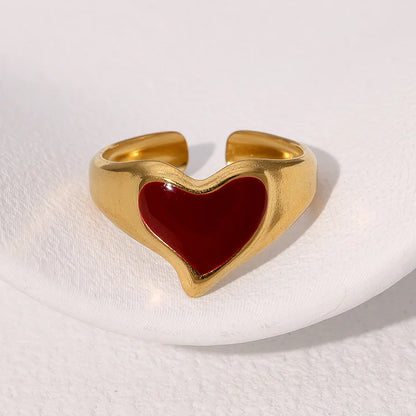 Retro Style Geometric Pattern Red Agate Open Ring