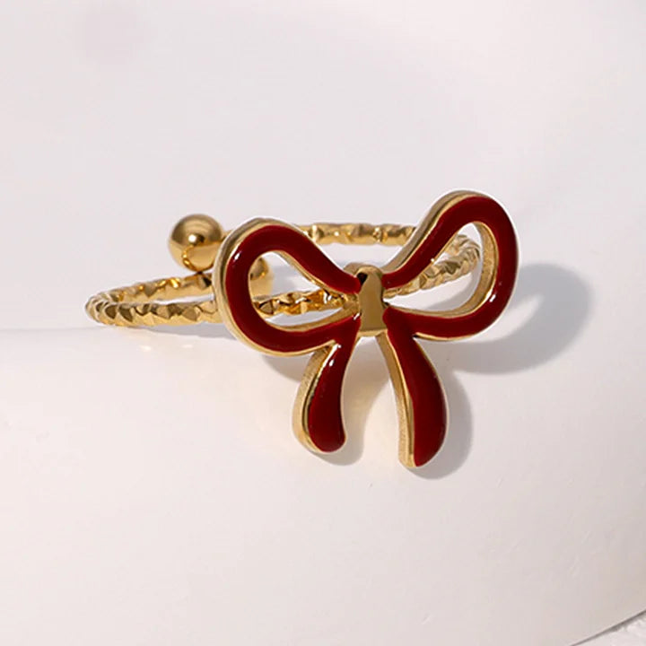 Retro Style Geometric Pattern Red Agate Open Ring