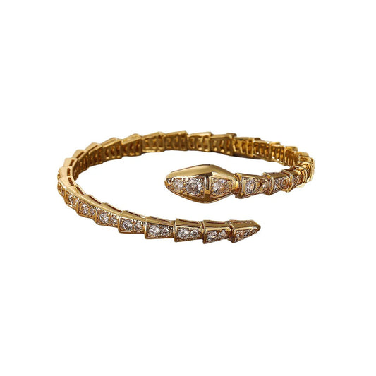 Snake Copper Inlay Bangles - White Stone