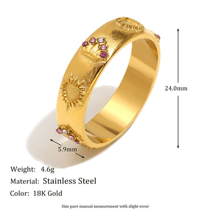 Stainless Steel 18k Gold Plated Tarot Card Earrings, Ring, Bracelet Set - Queen