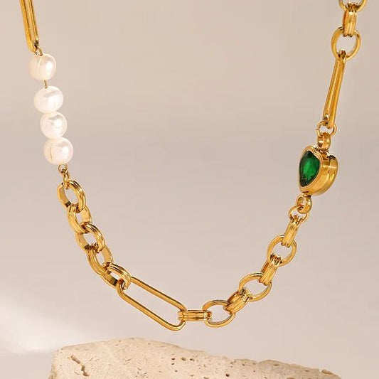 18K Gold Heart-Shaped Necklace & Bracelet Set - Minimalist Jewelry