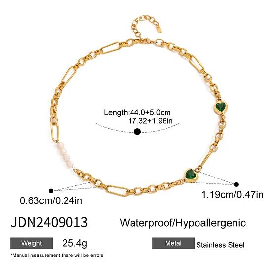 18K Gold Heart-Shaped Necklace & Bracelet Set - Minimalist Jewelry
