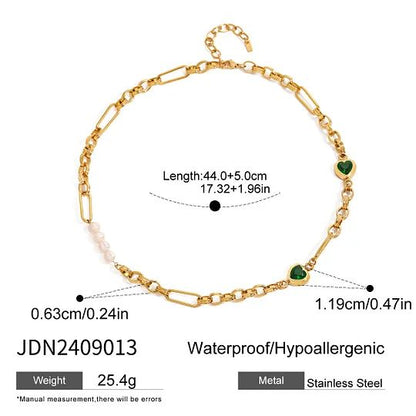 18K Gold Heart-Shaped Necklace & Bracelet Set - Minimalist Jewelry