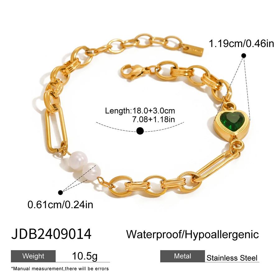 18K Gold Heart-Shaped Necklace & Bracelet Set - Minimalist Jewelry