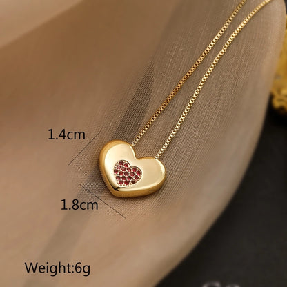 Gold Plated Inlay Heart Shape Zircon Pendant Necklace